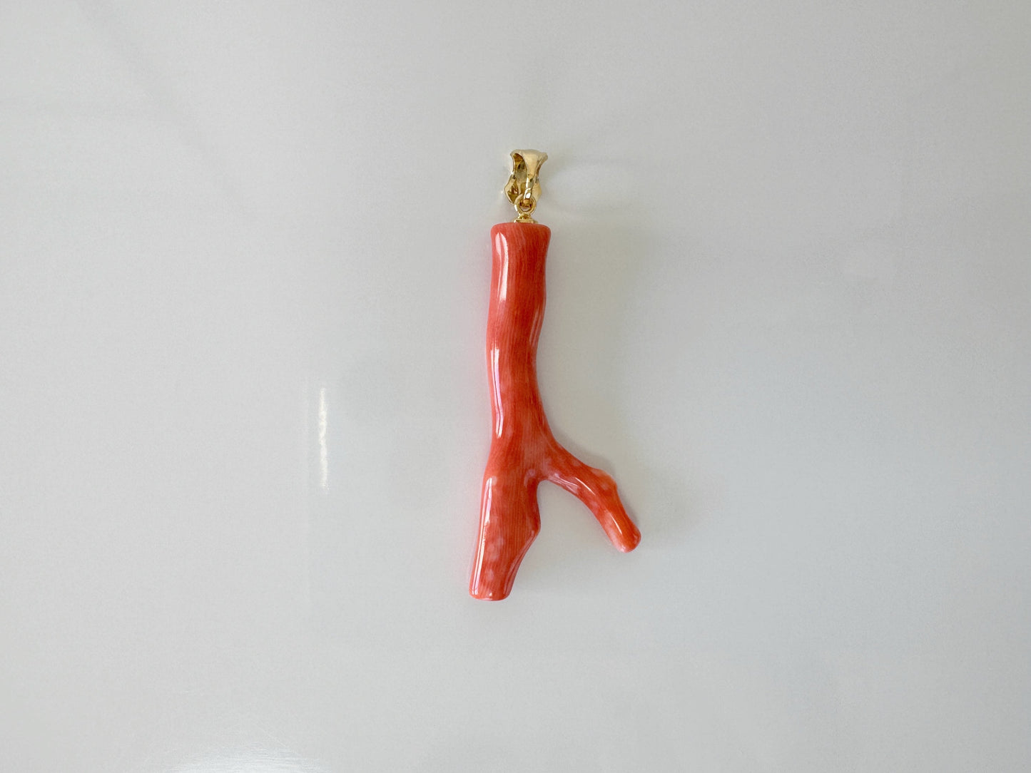 Natural Momo coral branch pendant, Japanese Orange color coral, Natural color, Silver bail (gold plated)