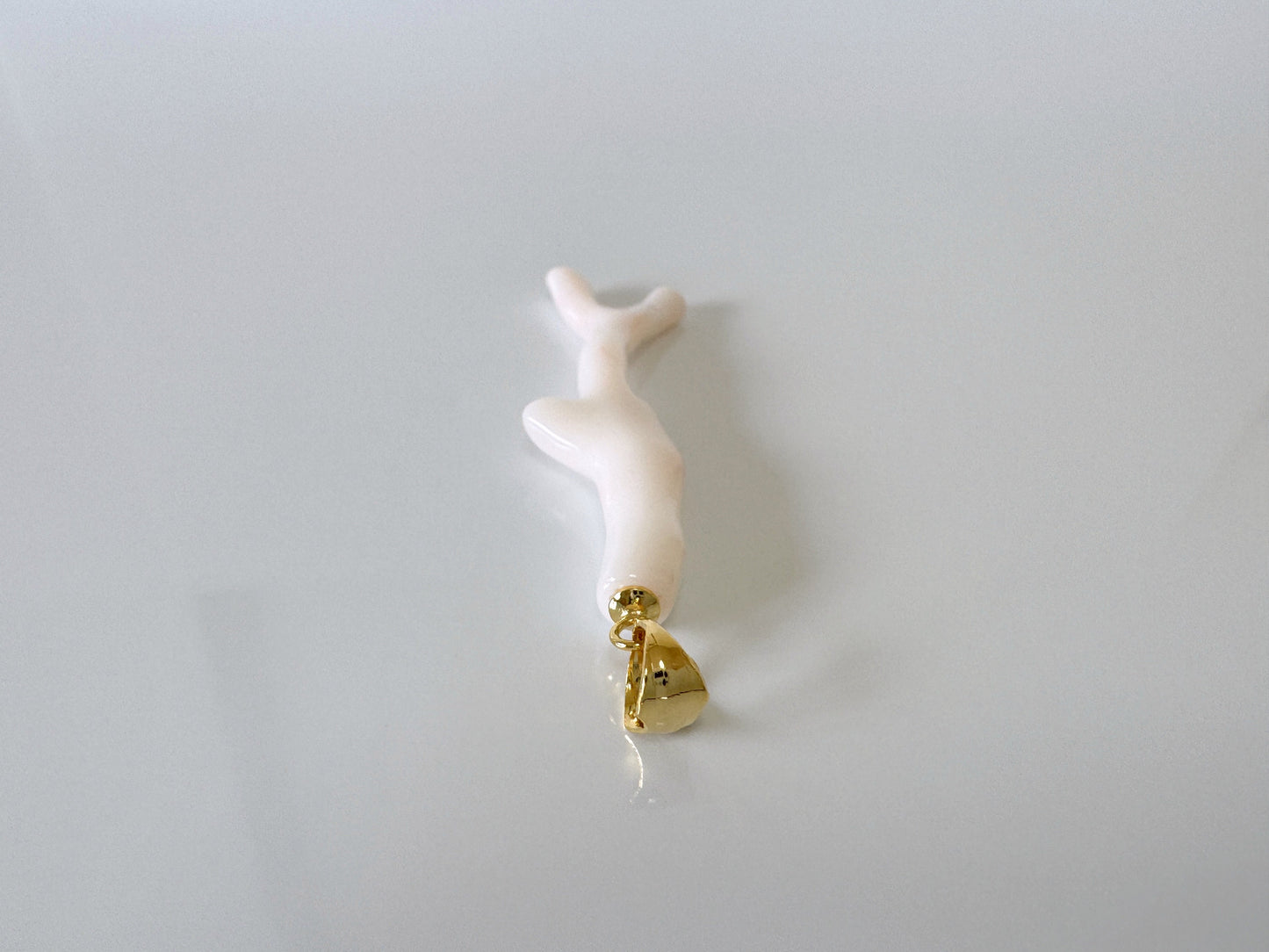 Natural White Coral Branch Pendant, Natural color, Japanese White Precious Coral, Silver Bail (gold-plated)