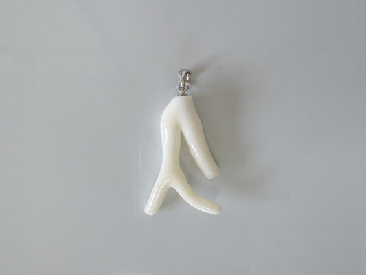 Natural White Coral Branch Pendant, Natural color, Japanese White Precious Coral, Silver Bail (rhodium-plated)