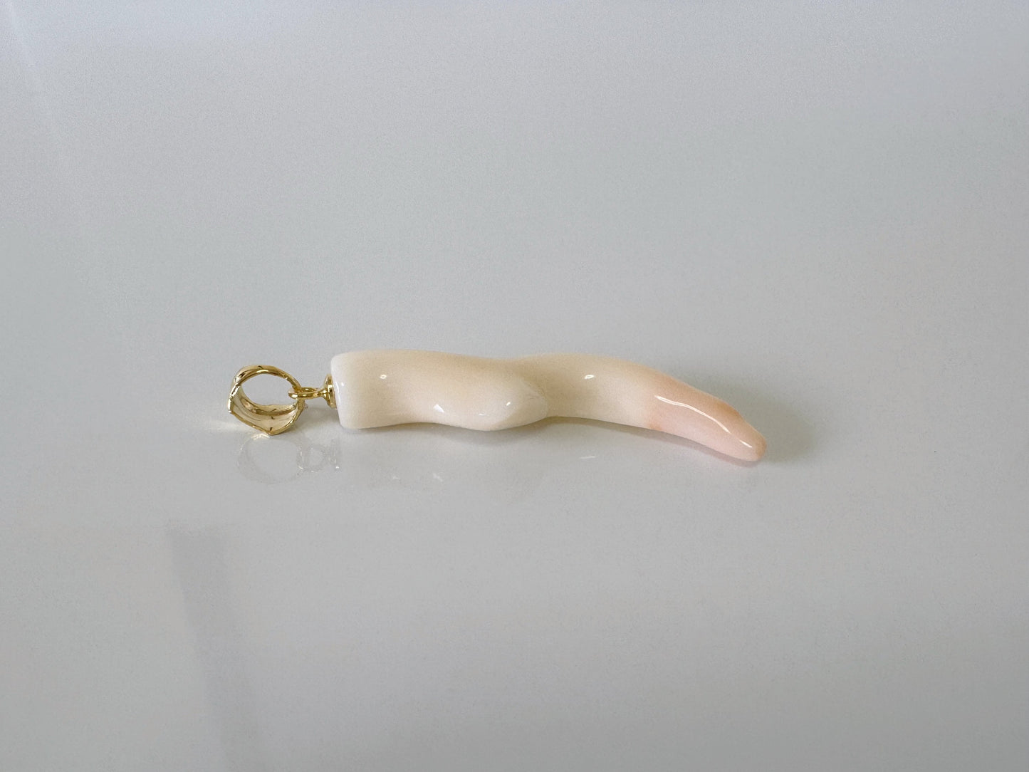 Natural White/Slightly pink Coral Branch Pendant, Natural color, Japanese White Precious Coral, Silver Bail (gold-plated)