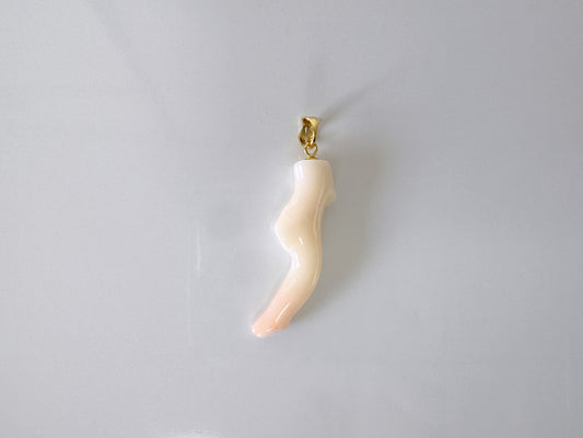 Natural White/Slightly pink Coral Branch Pendant, Natural color, Japanese White Precious Coral, Silver Bail (gold-plated)