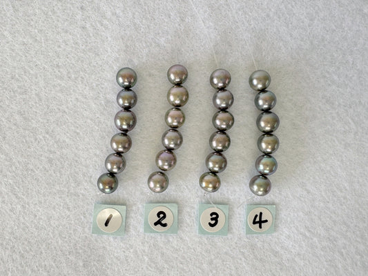 Japanese Peacock Black Akoya Pearl Beads, 6.5-7mm, Mini Strand of 6 Pieces, Short Strand, Genuine Akoya Pearl, Cultured in Sea Water