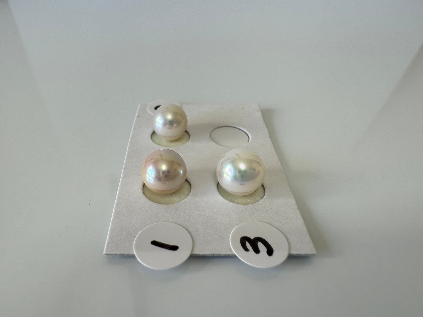 Natural Japanese Akoya pearl 7-8mm, Natural White Color, Half-Drilled Near Round loose, Price per Piece, Salt water pearl