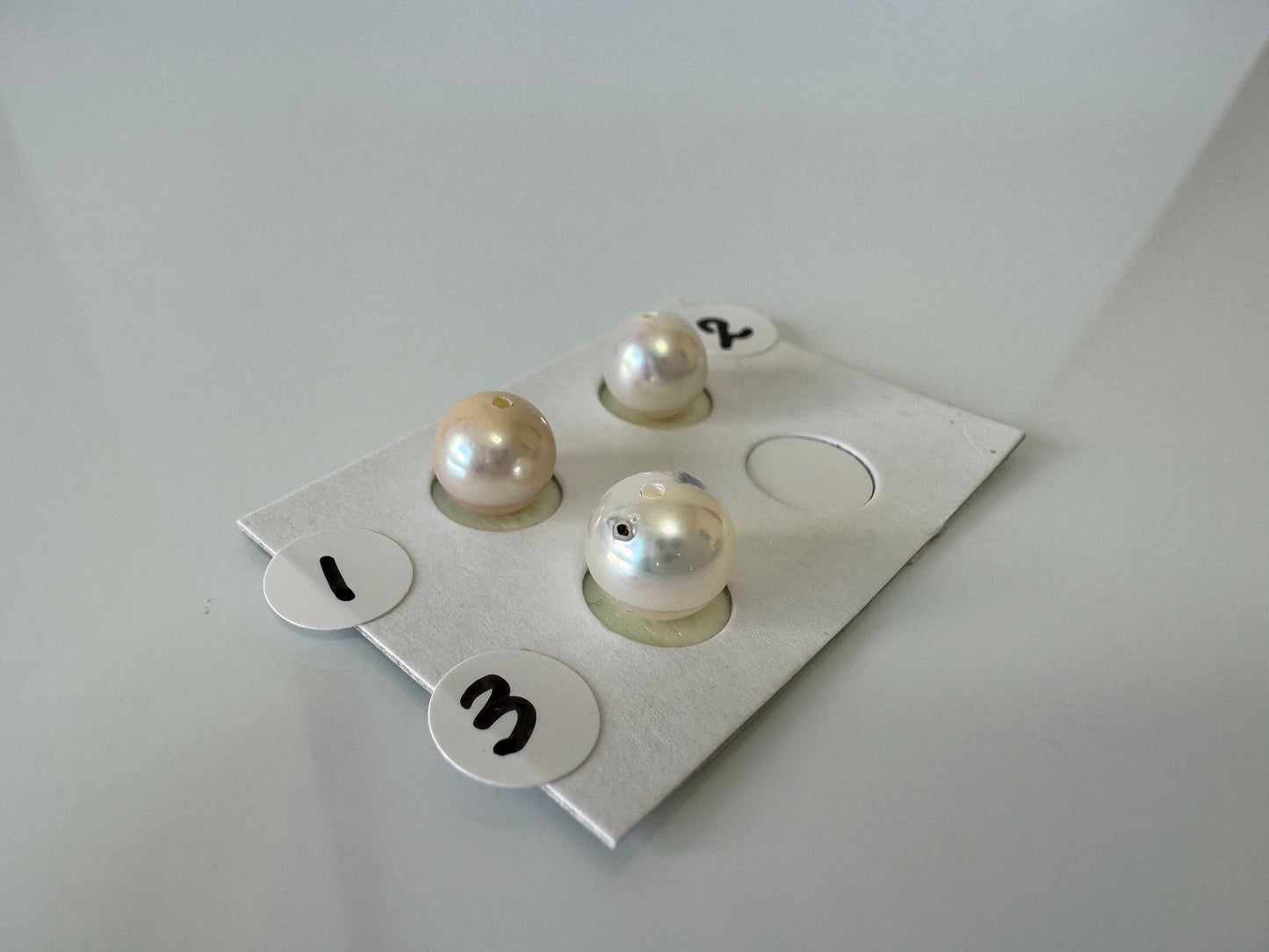 Natural Japanese Akoya pearl 7-8mm, Natural White Color, Half-Drilled Near Round loose, Price per Piece, Salt water pearl