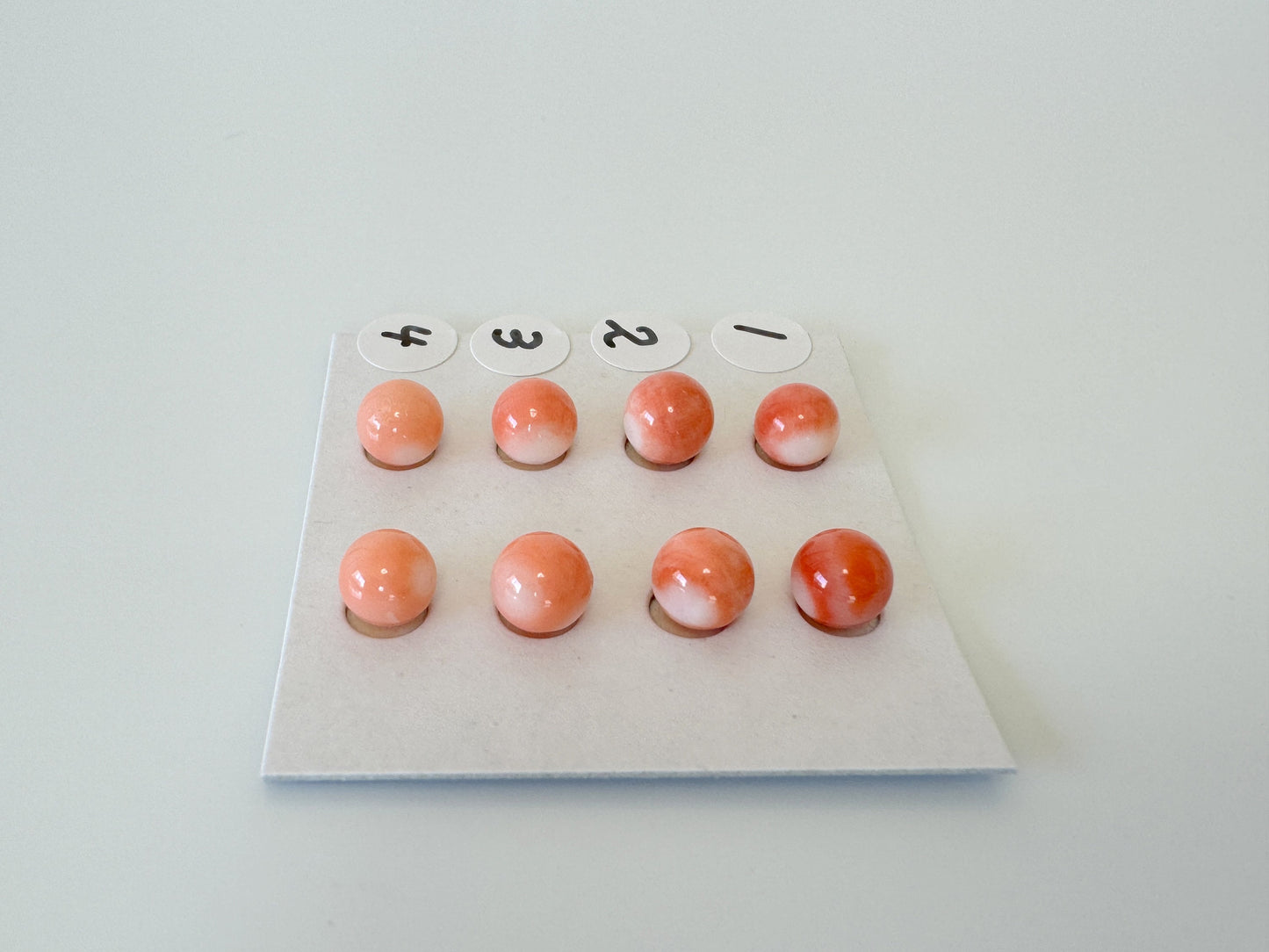 6-6.5mm Half Drilled Natural Japanese Momo Coral Round Loose, Orange/Pink coral, for earring sets, natural color, price per pair
