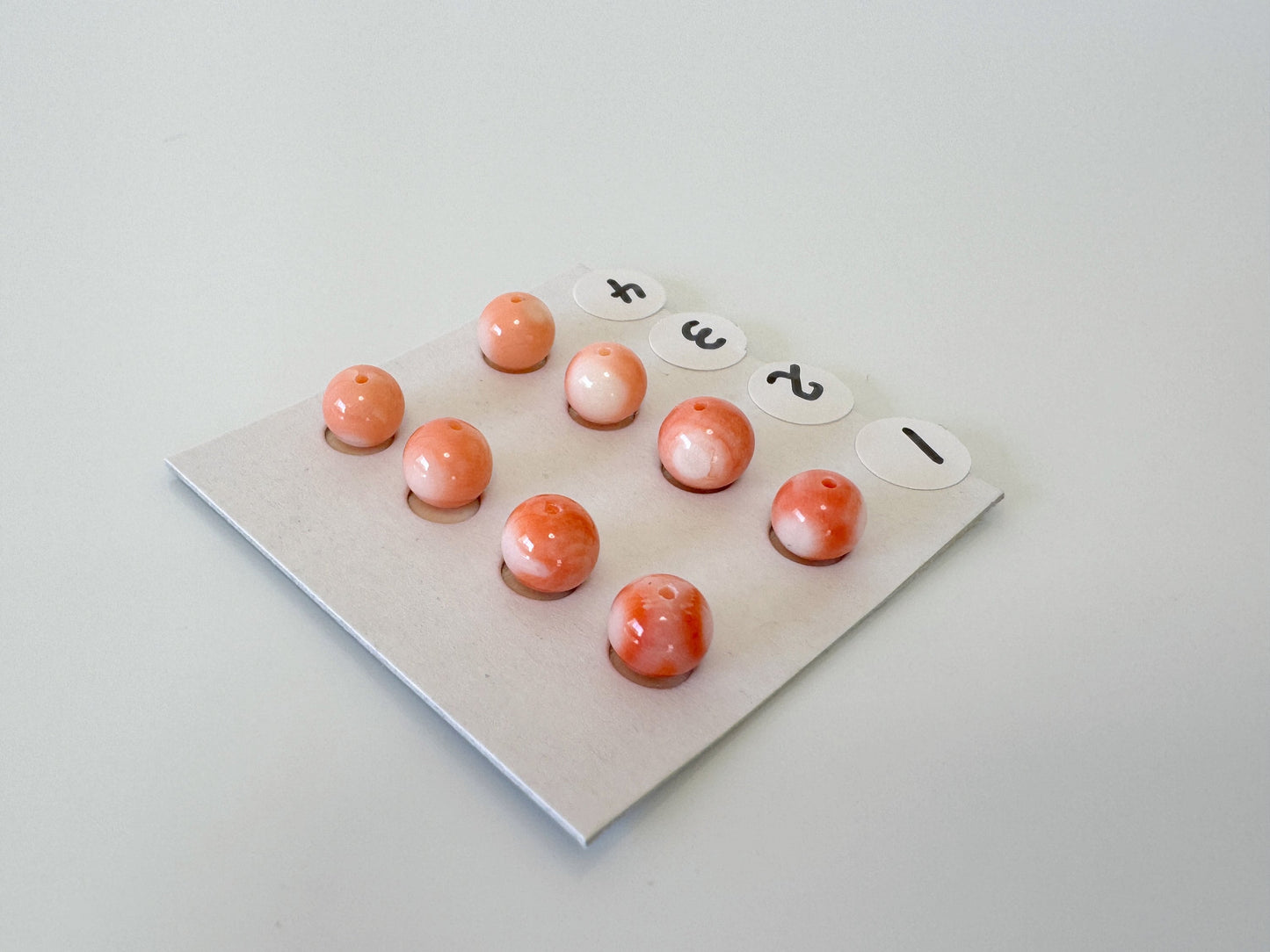 6-6.5mm Half Drilled Natural Japanese Momo Coral Round Loose, Orange/Pink coral, for earring sets, natural color, price per pair