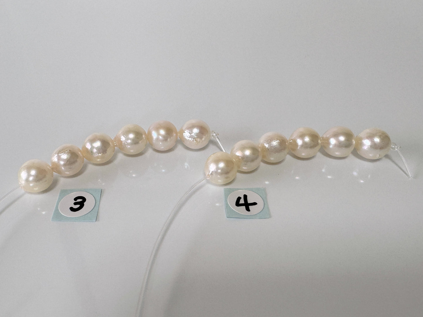 Japanese White-cream Akoya Pearl Beads, 7.5-8mm, Mini Strand, Short Strand, 6 Pieces, Genuine Akoya Pearl, Cultured in Sea Water