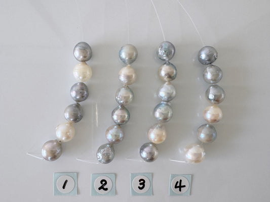 Japanese Natural blue/silver color Akoya Pearl Beads, 8-8.5mm, Mini Strand, Short Strand of 6 Pieces, Cultured in Sea Water