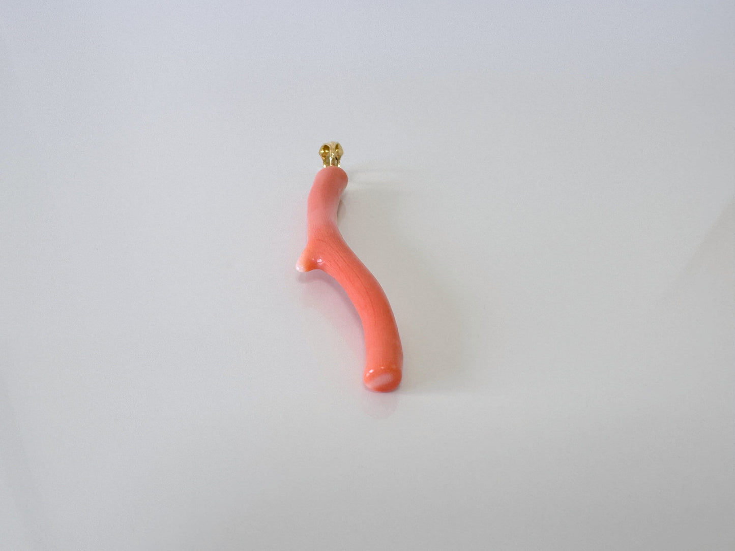 Natural  Momo coral branch pendant, Japanese orange color coral, Natural color, Silver bail (gold plated)