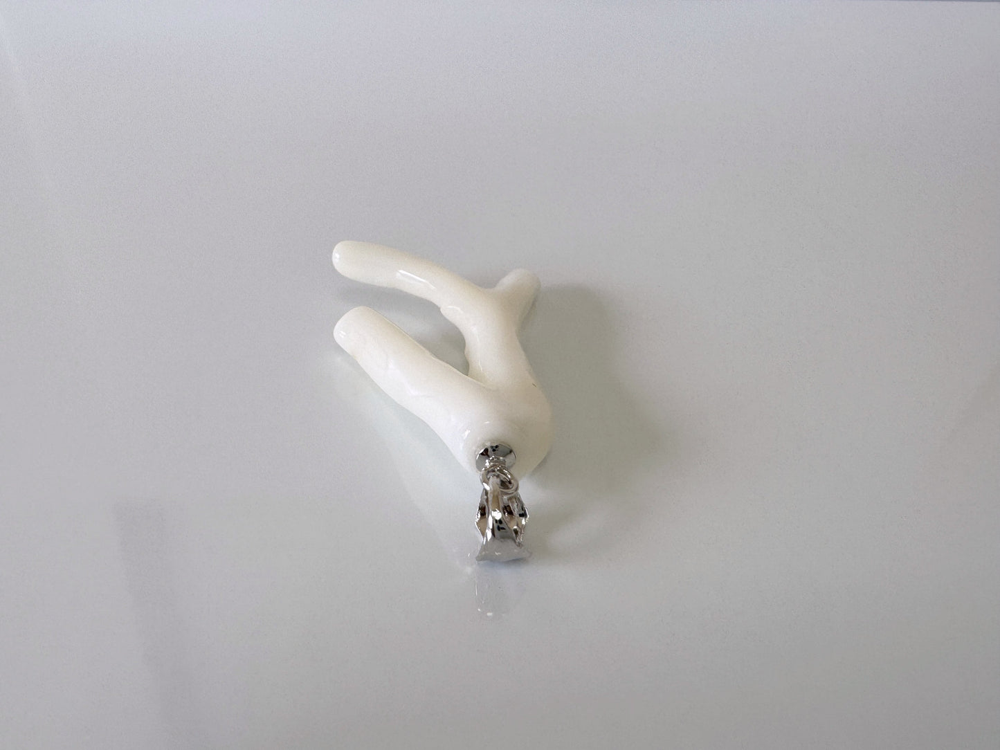 Natural White Coral Branch Pendant, Natural color, Japanese White Precious Coral, Silver Bail (rhodium-plated)