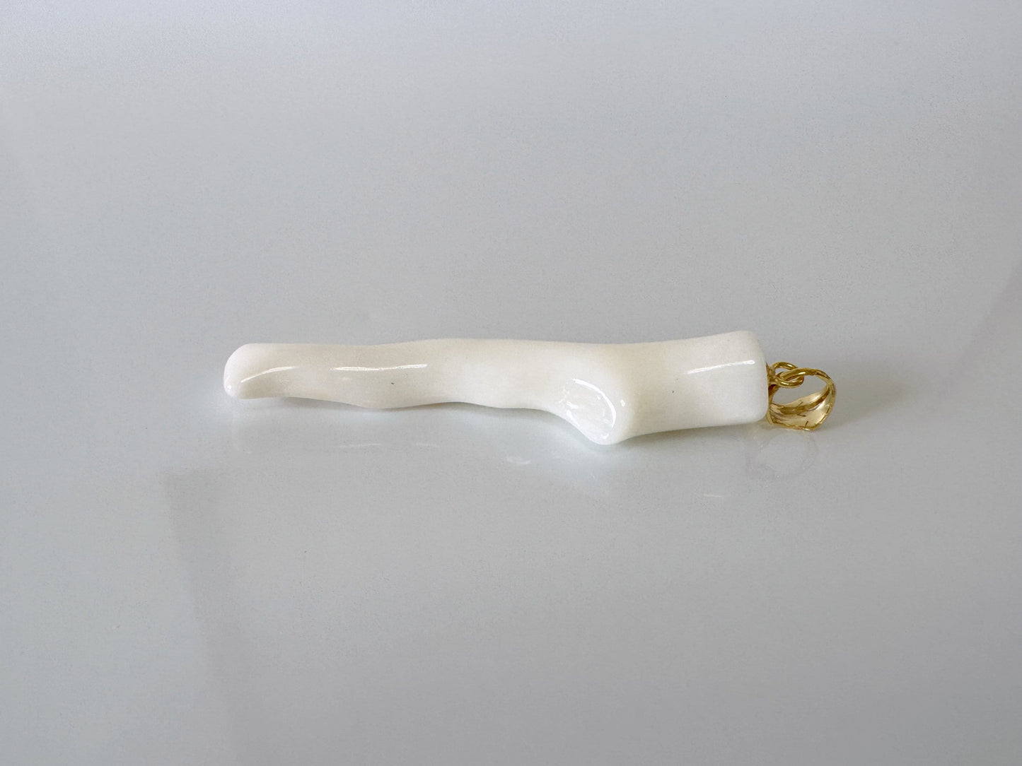 Natural White Coral Branch Pendant, Natural color, Japanese White Precious Coral, Silver Bail (gold-plated)