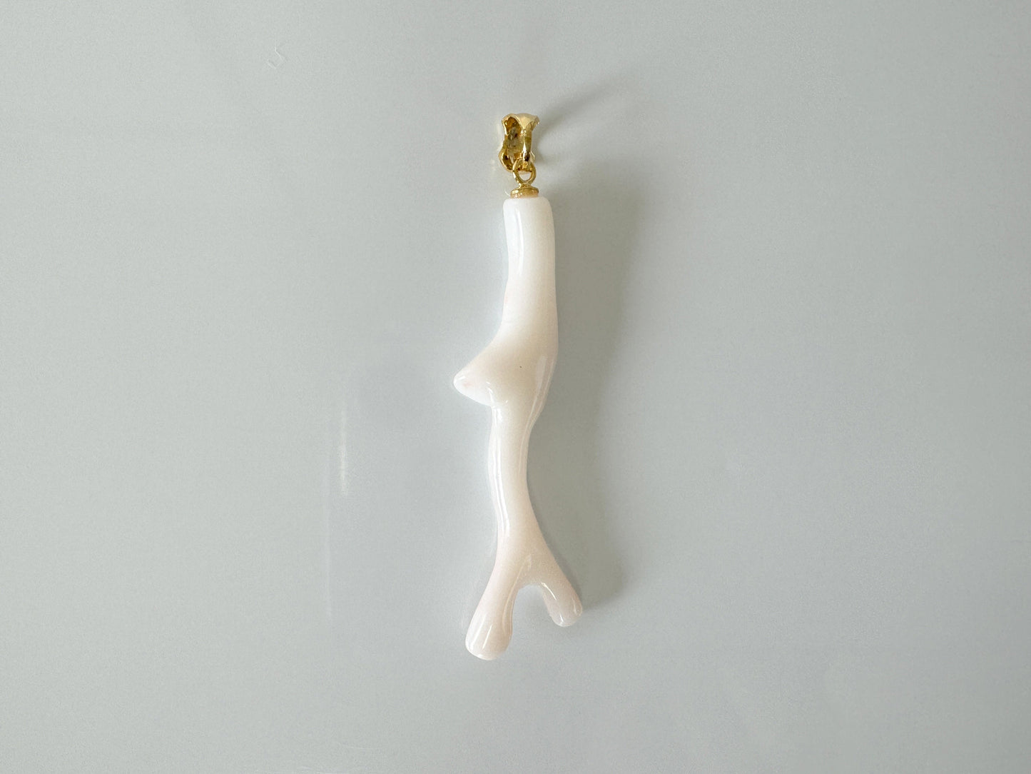 Natural White Coral Branch Pendant, Natural color, Japanese White Precious Coral, Silver Bail (gold-plated)