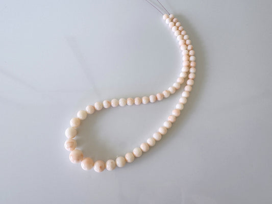 Natural Deep Sea, Midway Coral Round Beads Strand 5-11mm, 16inches, 40.5cm, Natural Slightly Pink Color Coral, Angel Skin Color