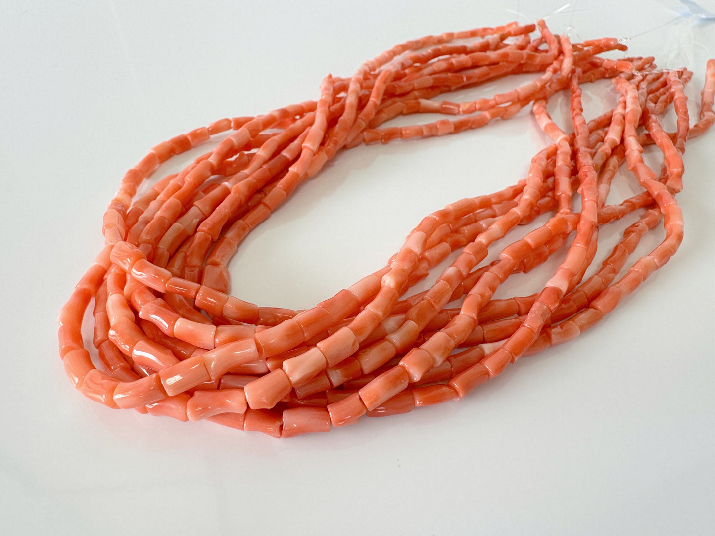 Natural Deep Sea Coral tube shape strands ,15.7",40cm, Orange/pink coral tube (cylinder) shape strands for jewelry making, Price per strand