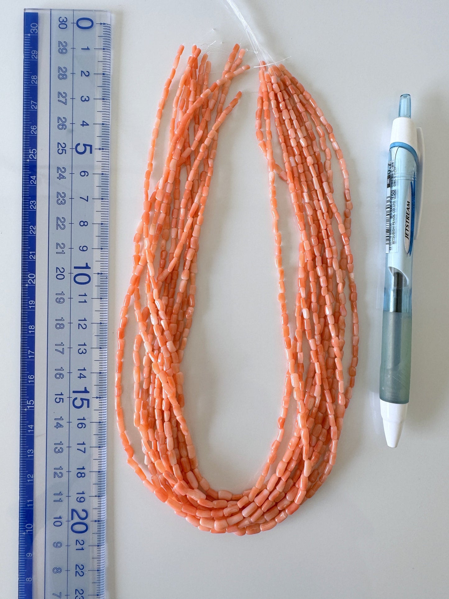 Natural Deep Sea Coral rice (tube) shape strands ,15.7",40cm, Pink/orange coral rice shape strands for jewelry making, Price per strand