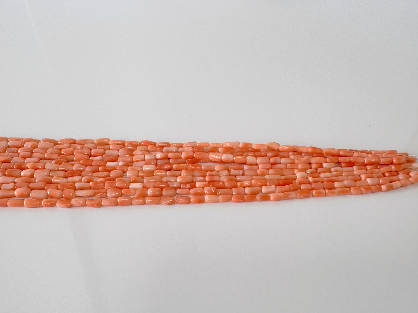 Natural Deep Sea Coral rice (tube) shape strands ,15.7",40cm, Pink/orange coral rice shape strands for jewelry making, Price per strand