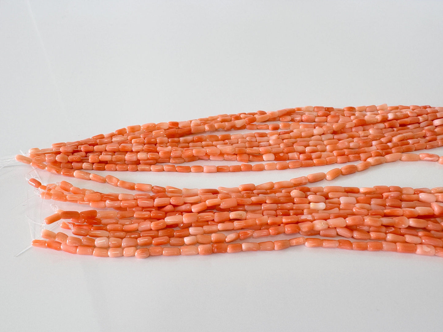 Natural Deep Sea Coral rice (tube) shape strands ,15.7",40cm, Pink/orange coral rice shape strands for jewelry making, Price per strand