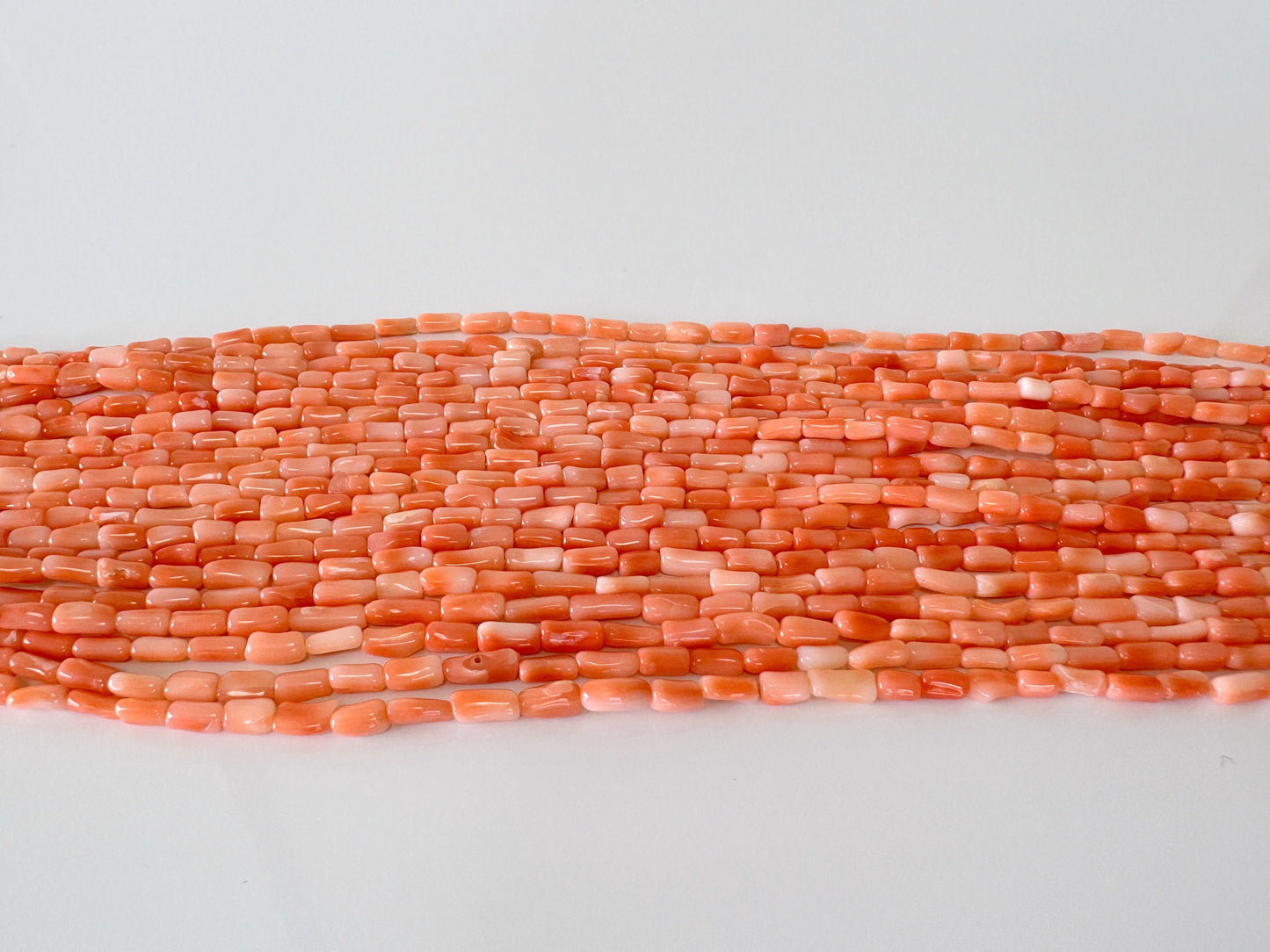 Natural Deep Sea Coral rice (tube) shape strands ,15.7",40cm, Pink/orange coral rice shape strands for jewelry making, Price per strand