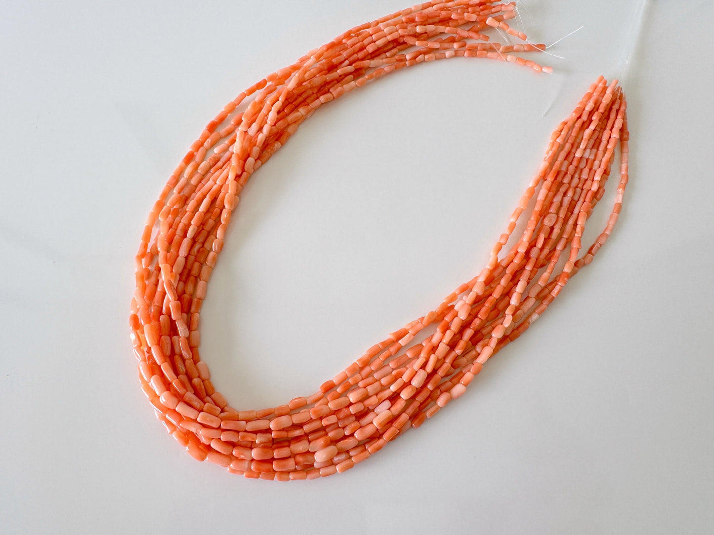 Natural Deep Sea Coral rice (tube) shape strands ,15.7",40cm, Pink/orange coral rice shape strands for jewelry making, Price per strand