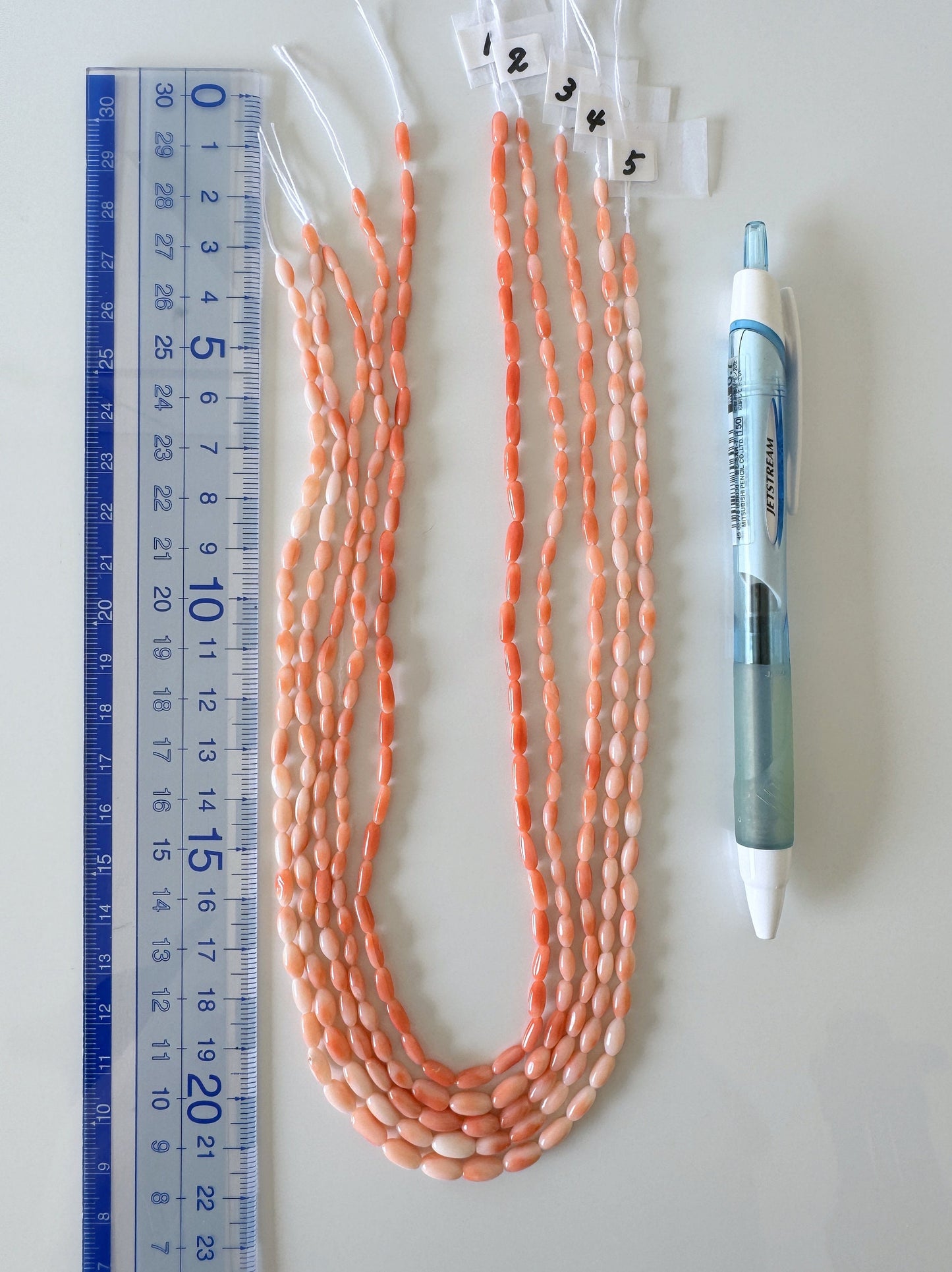 Natural Deep Sea Coral rice/football shape strands ,15.7",40cm, Pink/orange coral strands for jewelry making, Price per strand