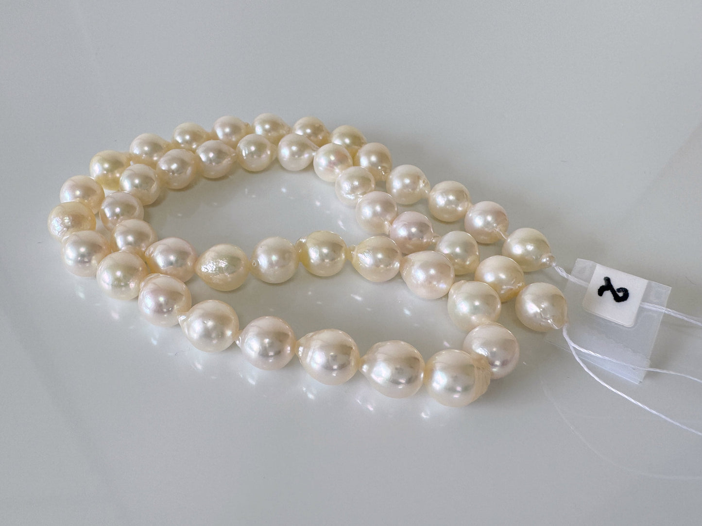 8-8.5mm Japanese Semi-round/Baroque White Akoya Pearl Beads, Genuine Akoya Pearl, Full Strand, 40cm , 15.7", Cultured Salt water pearl