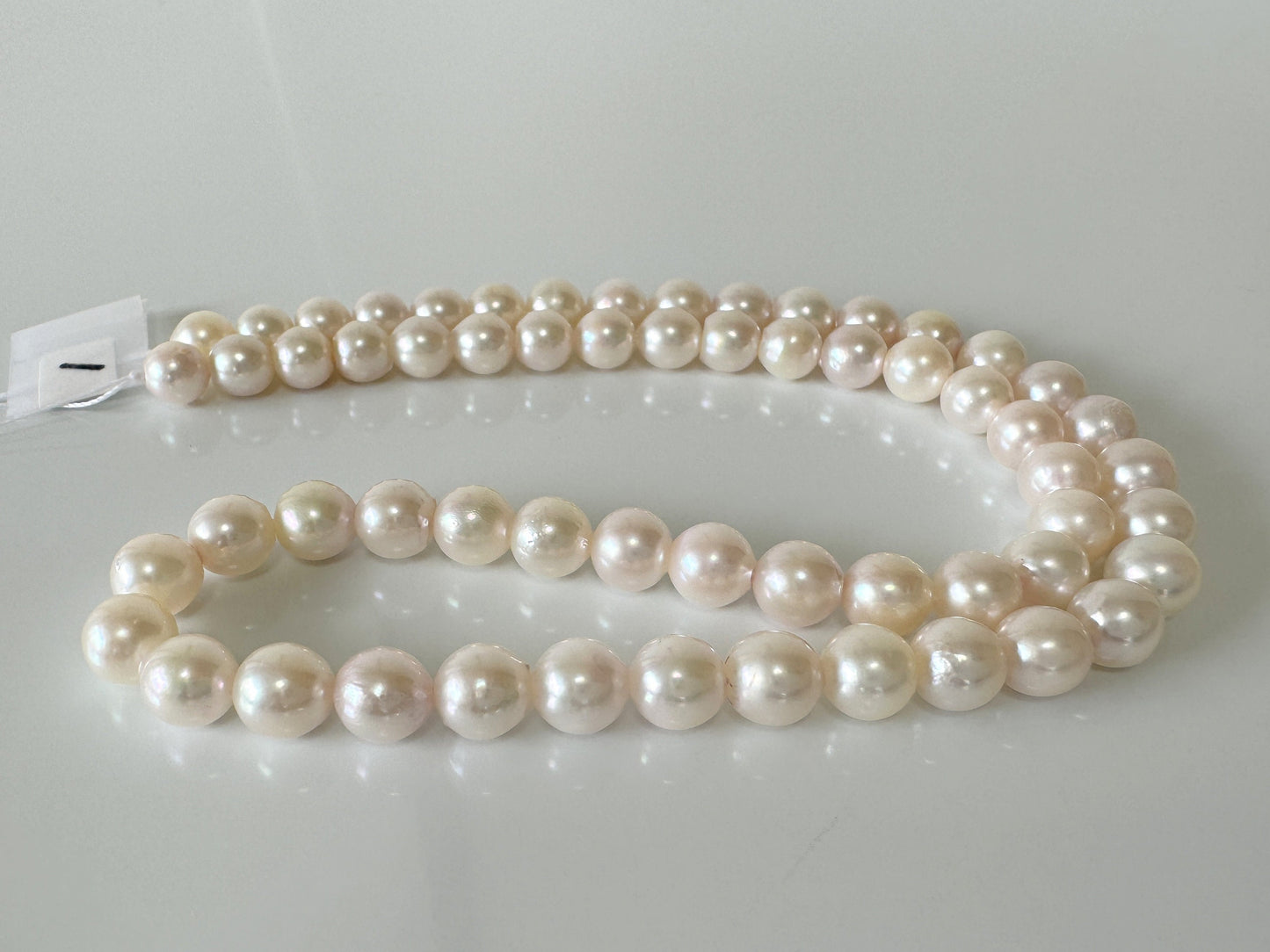 6.5-7mm Japanese White/Pink Akoya Pearl Beads, Genuine Akoya Pearl, Full Strand, 40cm , 15.7", Cultured Salt water pearl