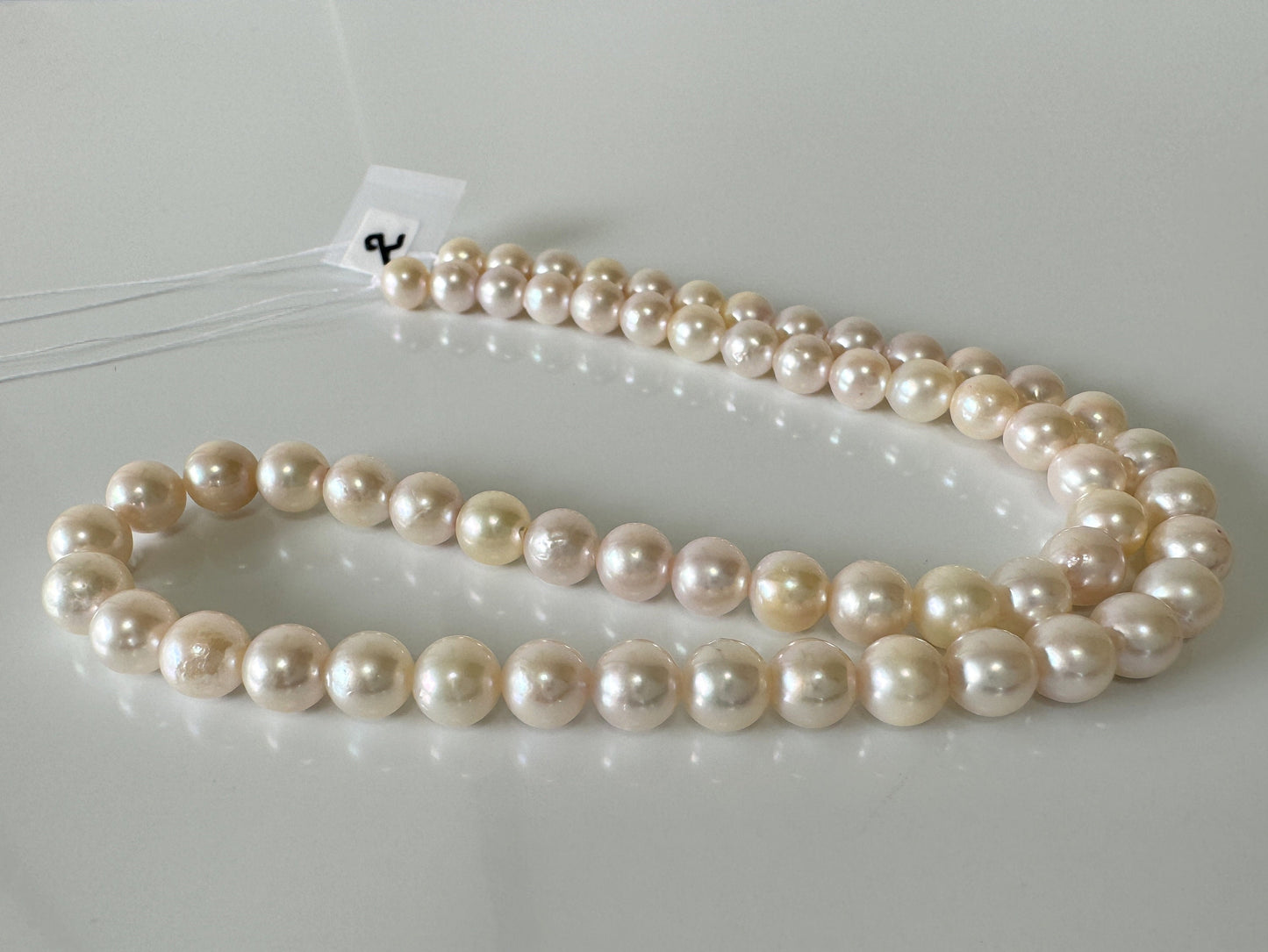 6.5-7mm Japanese White/Pink Akoya Pearl Beads, Genuine Akoya Pearl, Full Strand, 40cm , 15.7", Cultured Salt water pearl