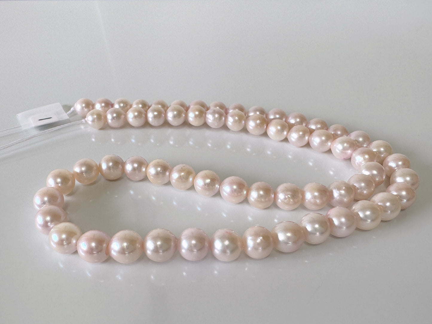 6.5-7mm Japanese White/Pink Akoya Pearl Beads, Genuine Akoya Pearl, Full Strand, 40cm , 15.7", Cultured Salt water pearl