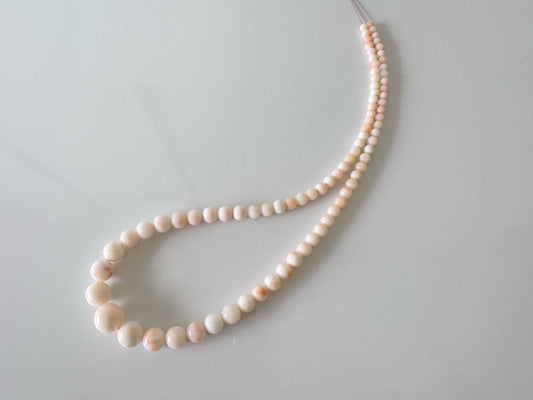 Natural Deep Sea, Midway Coral Round Beads Strand 3.8-11.4mm, 43cm, 16.9inches, Natural Slightly Pink/White Color Coral