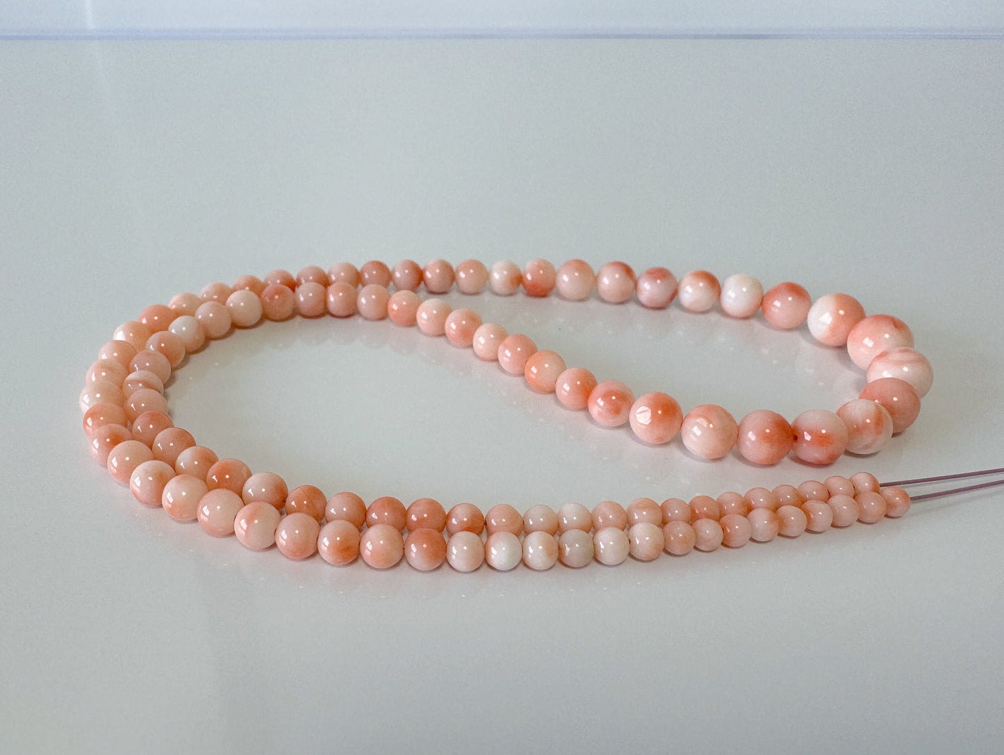 Natural Deep Sea Coral 3-7.4mm  Round Beads Strand, Genuine Natural Pink / Orange Color Coral, 42.5cm, 16.7"