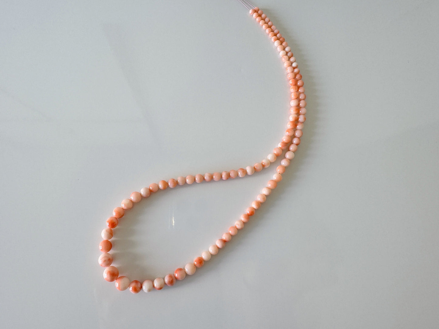 Natural Deep Sea Coral 3-7.4mm  Round Beads Strand, Genuine Natural Pink / Orange Color Coral, 42.5cm, 16.7"