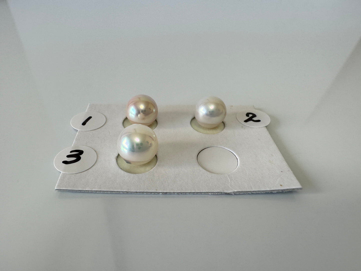 Natural Japanese Akoya pearl 7-8mm, Natural White Color, Half-Drilled Near Round loose, Price per Piece, Salt water pearl