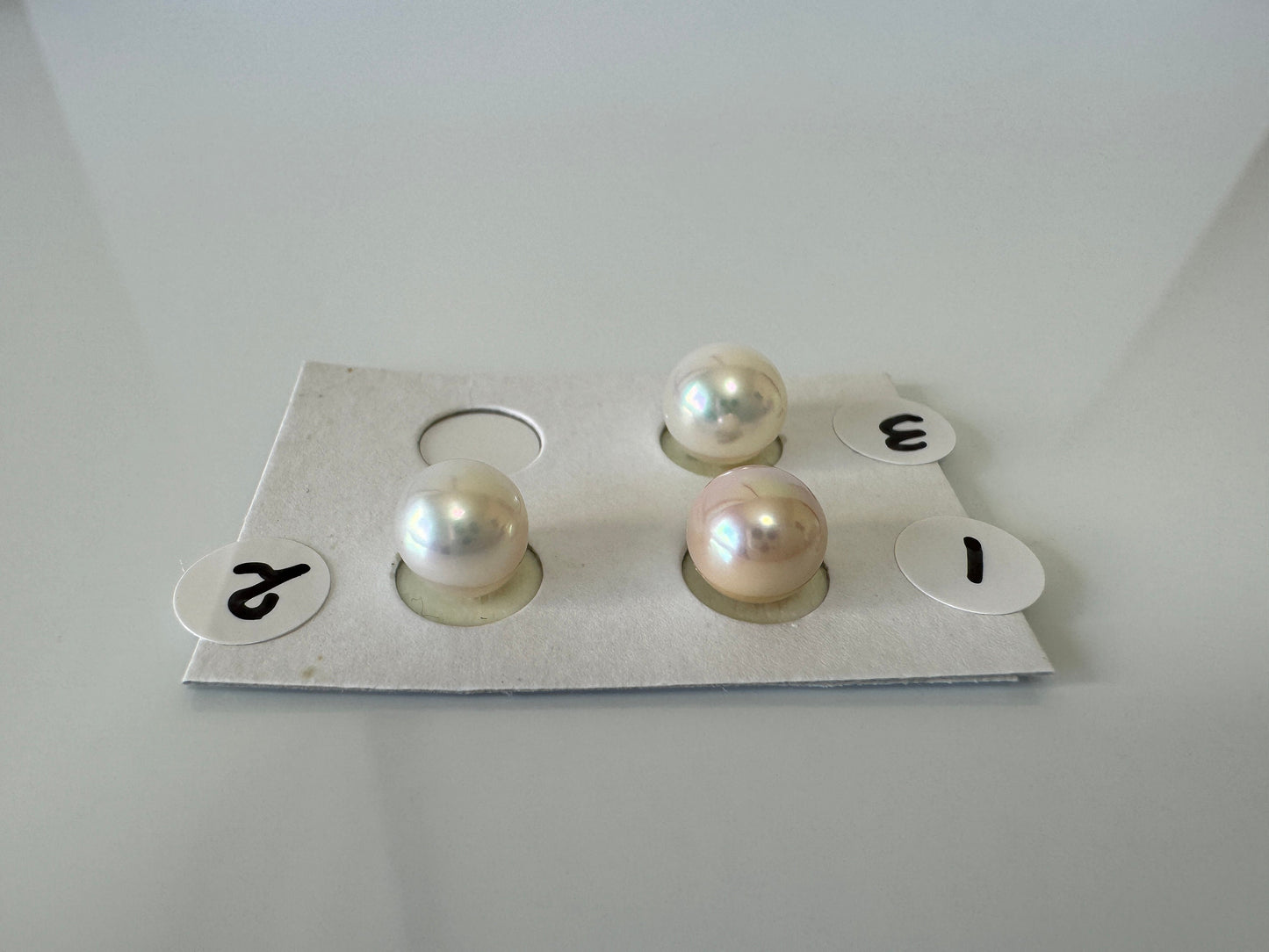 Natural Japanese Akoya pearl 7-8mm, Natural White Color, Half-Drilled Near Round loose, Price per Piece, Salt water pearl