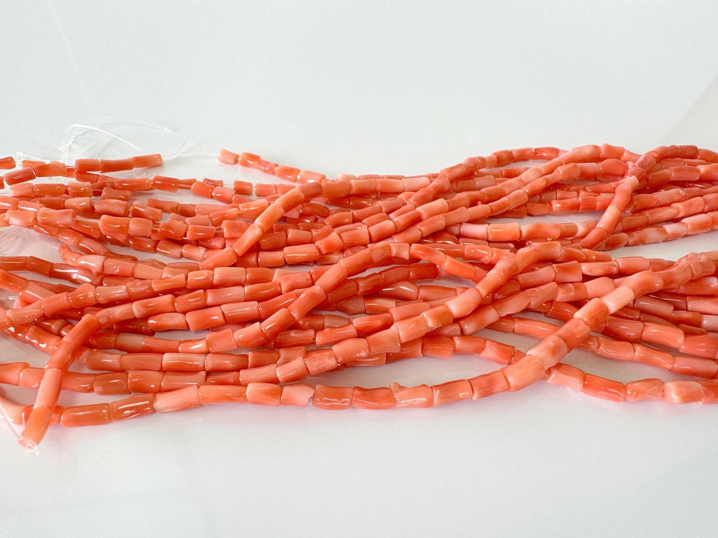 Natural Deep Sea Coral tube shape strands ,15.7",40cm, Orange/pink coral tube (cylinder) shape strands for jewelry making, Price per strand