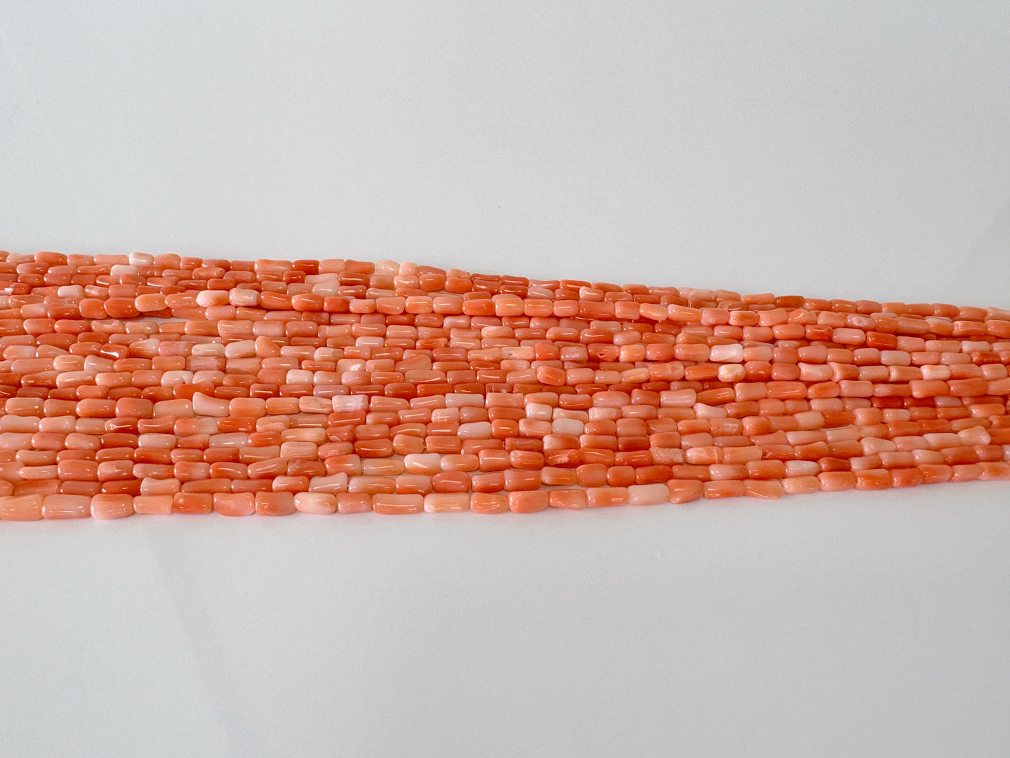 Natural Deep Sea Coral rice (tube) shape strands ,15.7",40cm, Pink/orange coral rice shape strands for jewelry making, Price per strand