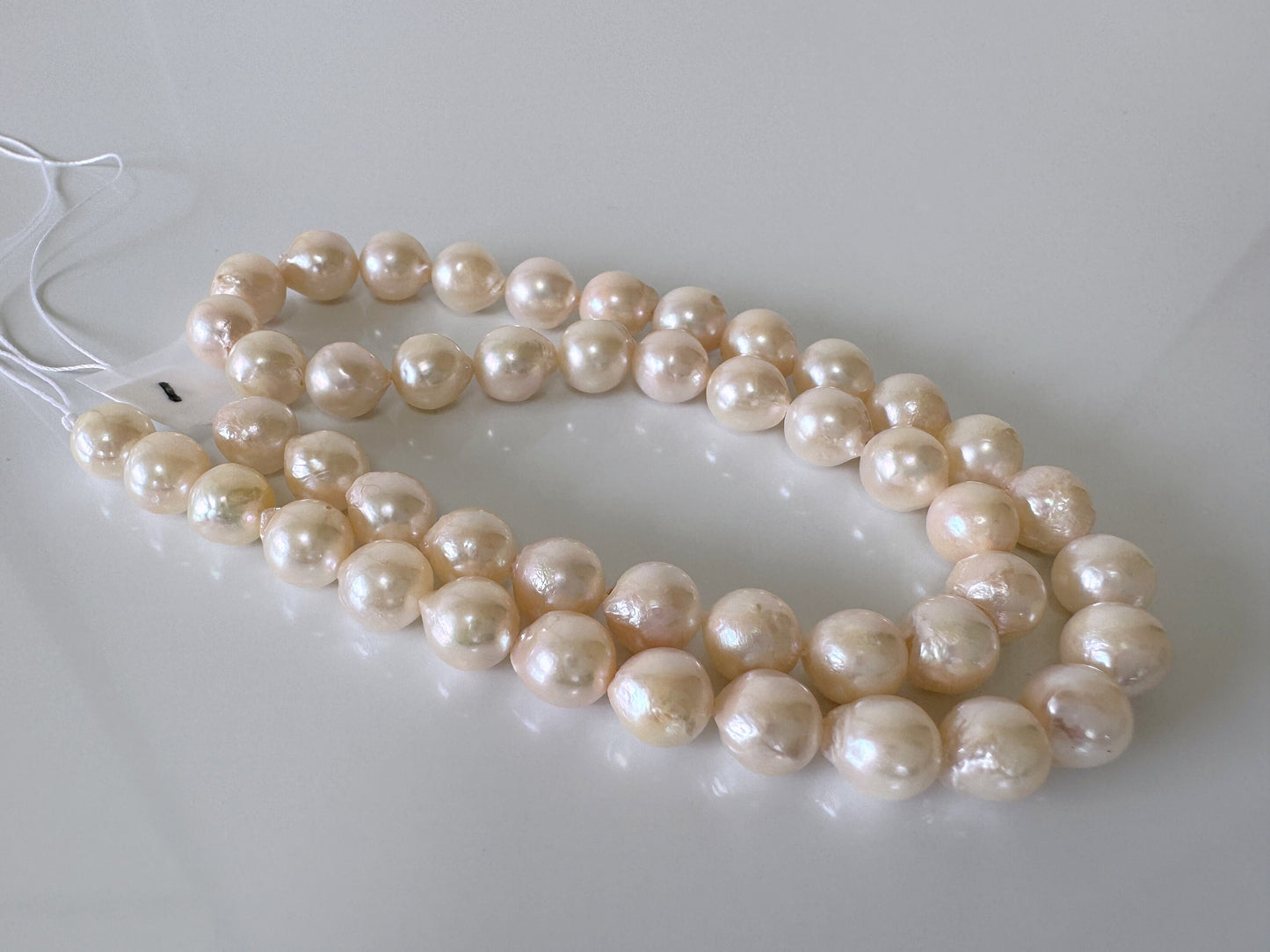 8-8.5mm Japanese Semi-round/Baroque White Akoya Pearl Beads, Genuine Akoya Pearl, Full Strand, 40cm , 15.7", Cultured Salt water pearl