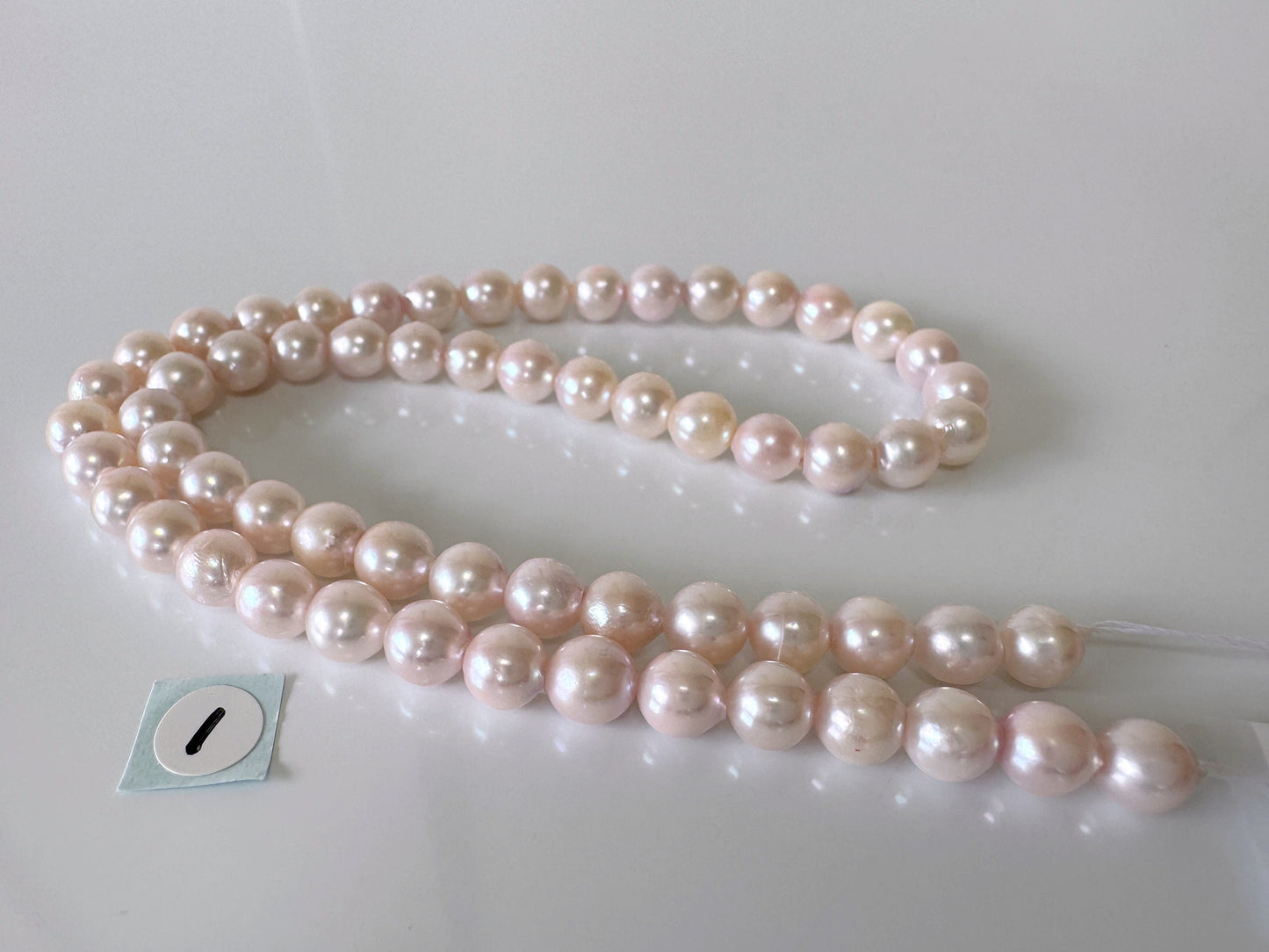 6.5-7mm Japanese White/Pink Akoya Pearl Beads, Genuine Akoya Pearl, Full Strand, 40cm , 15.7", Cultured Salt water pearl