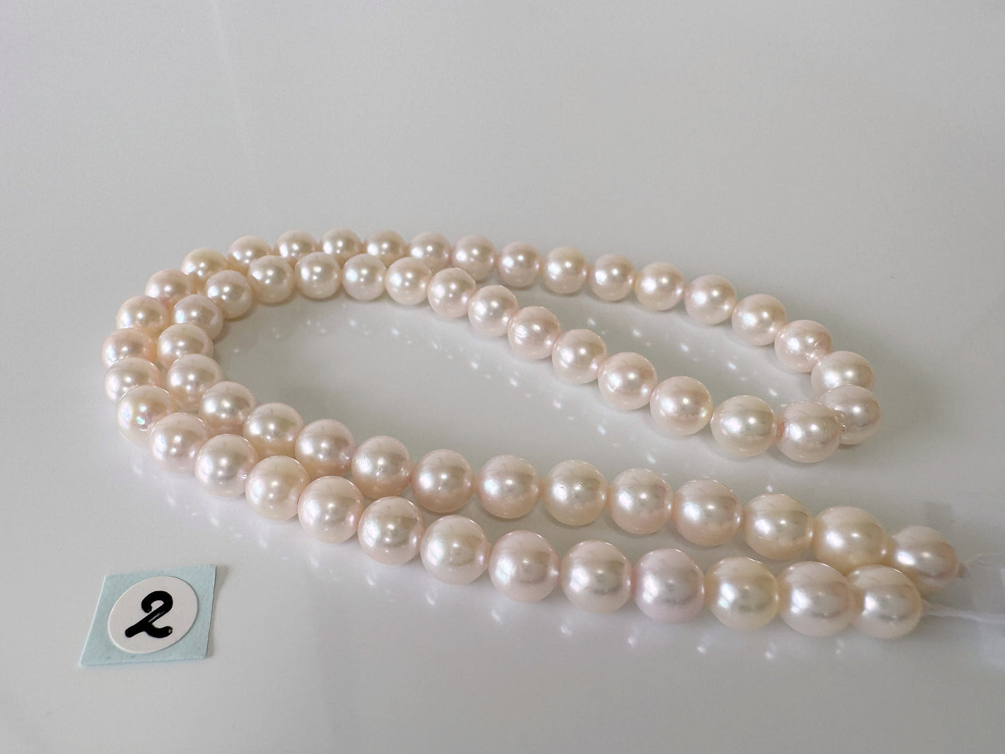 6.5-7mm Japanese White/Pink Akoya Pearl Beads, Genuine Akoya Pearl, Full Strand, 40cm , 15.7", Cultured Salt water pearl