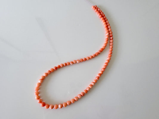Natural Deep Sea Coral 4-6mm  Round Beads Strand, Genuine Natural Pink / Orange Color Coral, 43cm, 16.9"
