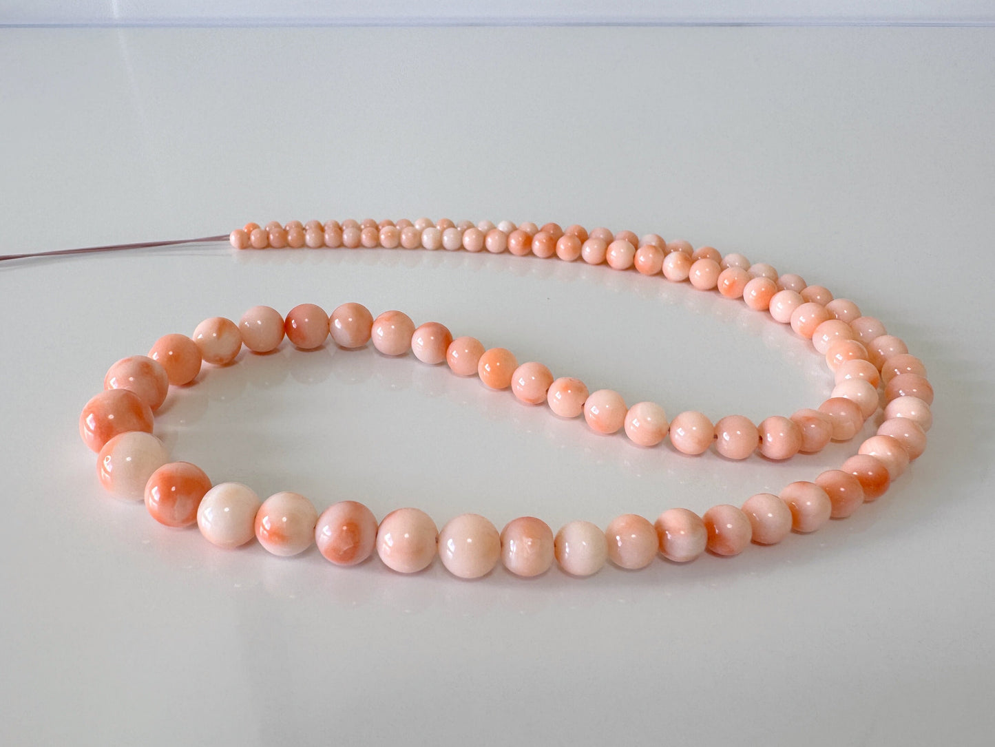 Natural Deep Sea Coral 3-7.4mm  Round Beads Strand, Genuine Natural Pink / Orange Color Coral, 42.5cm, 16.7"