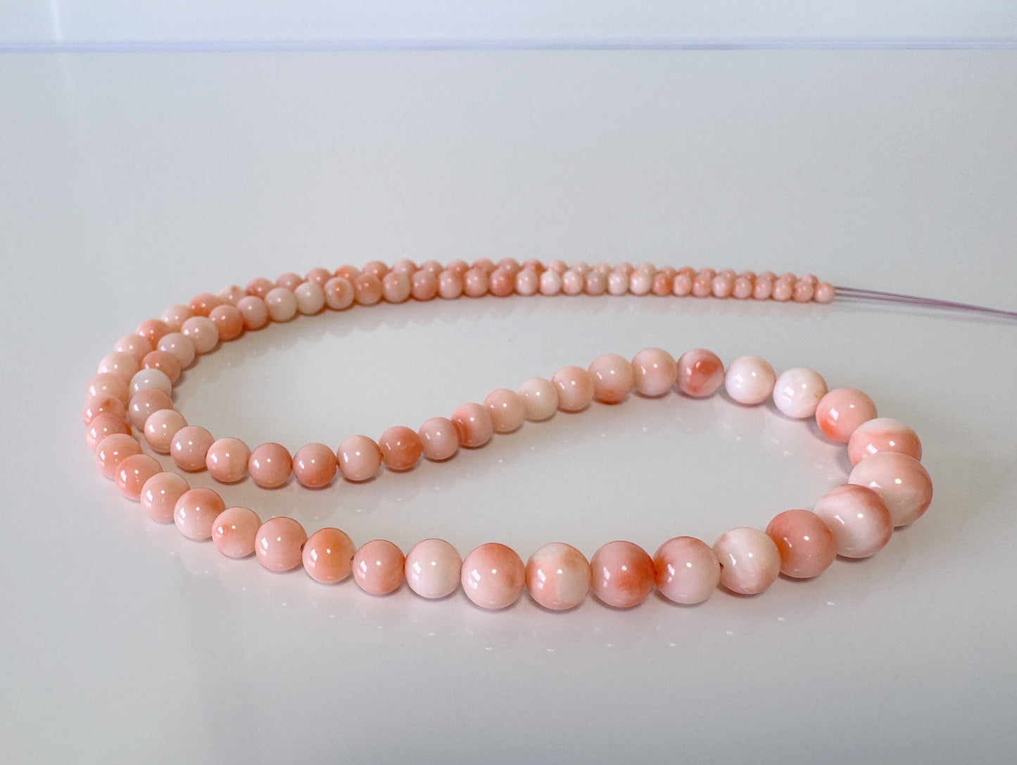 Natural Deep Sea Coral 3-7.4mm  Round Beads Strand, Genuine Natural Pink / Orange Color Coral, 42.5cm, 16.7"