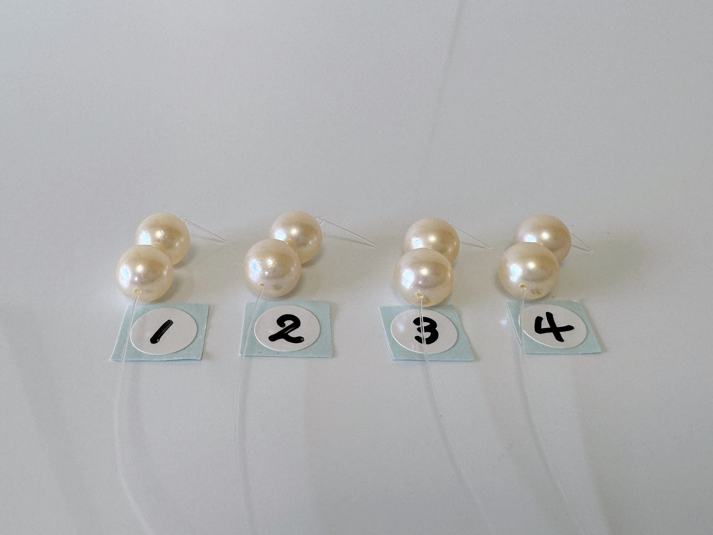 Japanese Cream White Akoya Pearl Beads, 7.3-7.5mm, Mini Strand, Short Strand, 2 Pieces, Genuine Akoya Pearl, Cultured in Sea Water