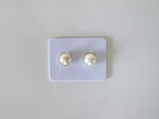 Japanese Cultured Akoya pearl 8.5mm, White Color, Half-Drilled Round loose, Price per Pair, Value-priced unused vintage, Salt water pearl