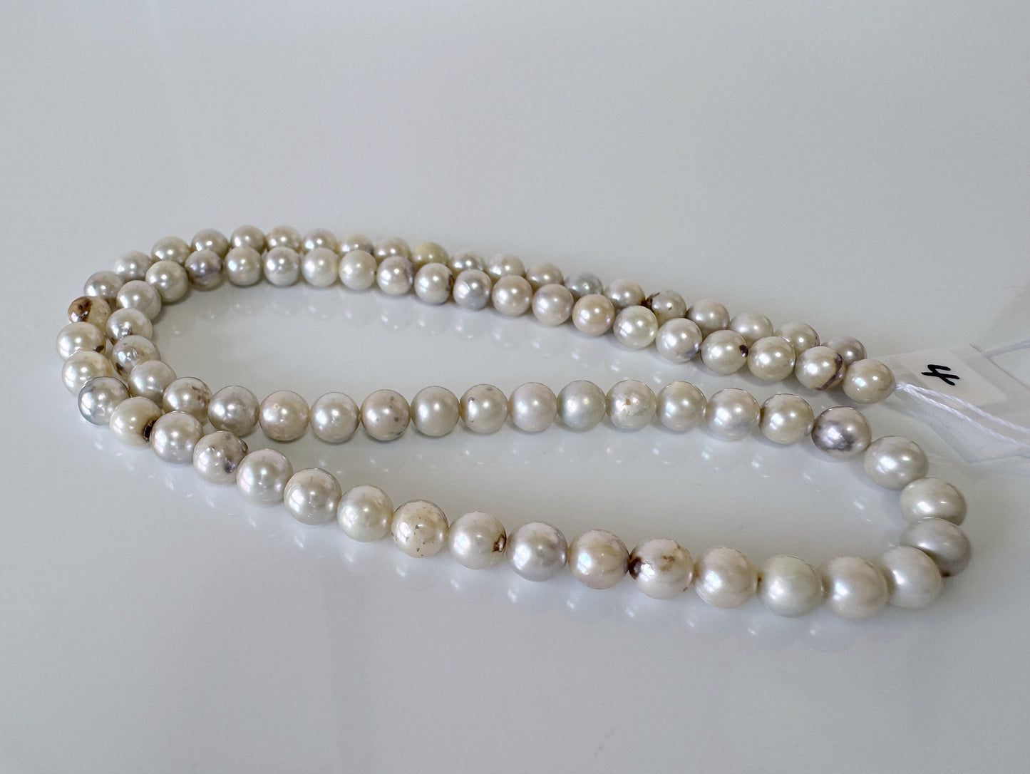 5-5.5mm Japanese Akoya Pearl Beads, Natural Blue/Silver color pearl, Genuine Akoya Pearl, Full Strand 40cm , 15.7", Salt water pearl