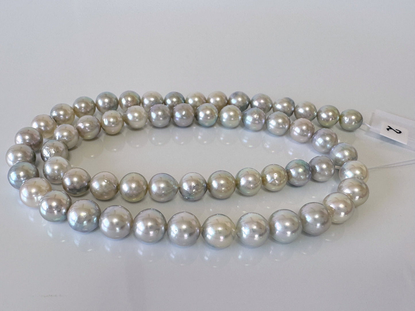 7-7.5mm Japanese Akoya Pearl Beads, Natural Blue/Silver color pearl, Genuine Akoya Pearl, Full Strand 40cm , 15.7", Salt water pearl