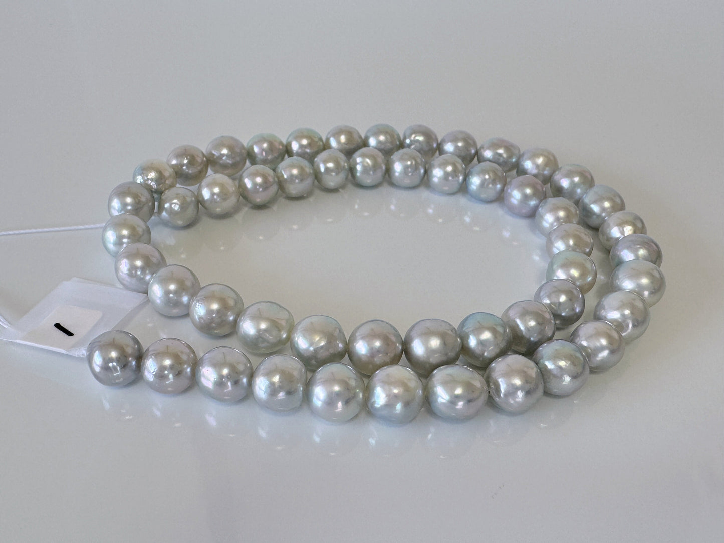 7.5-8mm Japanese Akoya Pearl Beads, Natural Blue/Silver color pearl, Genuine Akoya Pearl, Full Strand 40cm , 15.7", Salt water pearl