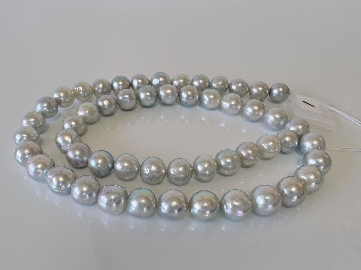 7.5-8mm Japanese Akoya Pearl Beads, Natural Blue/Silver color pearl, Genuine Akoya Pearl, Full Strand 40cm , 15.7", Salt water pearl