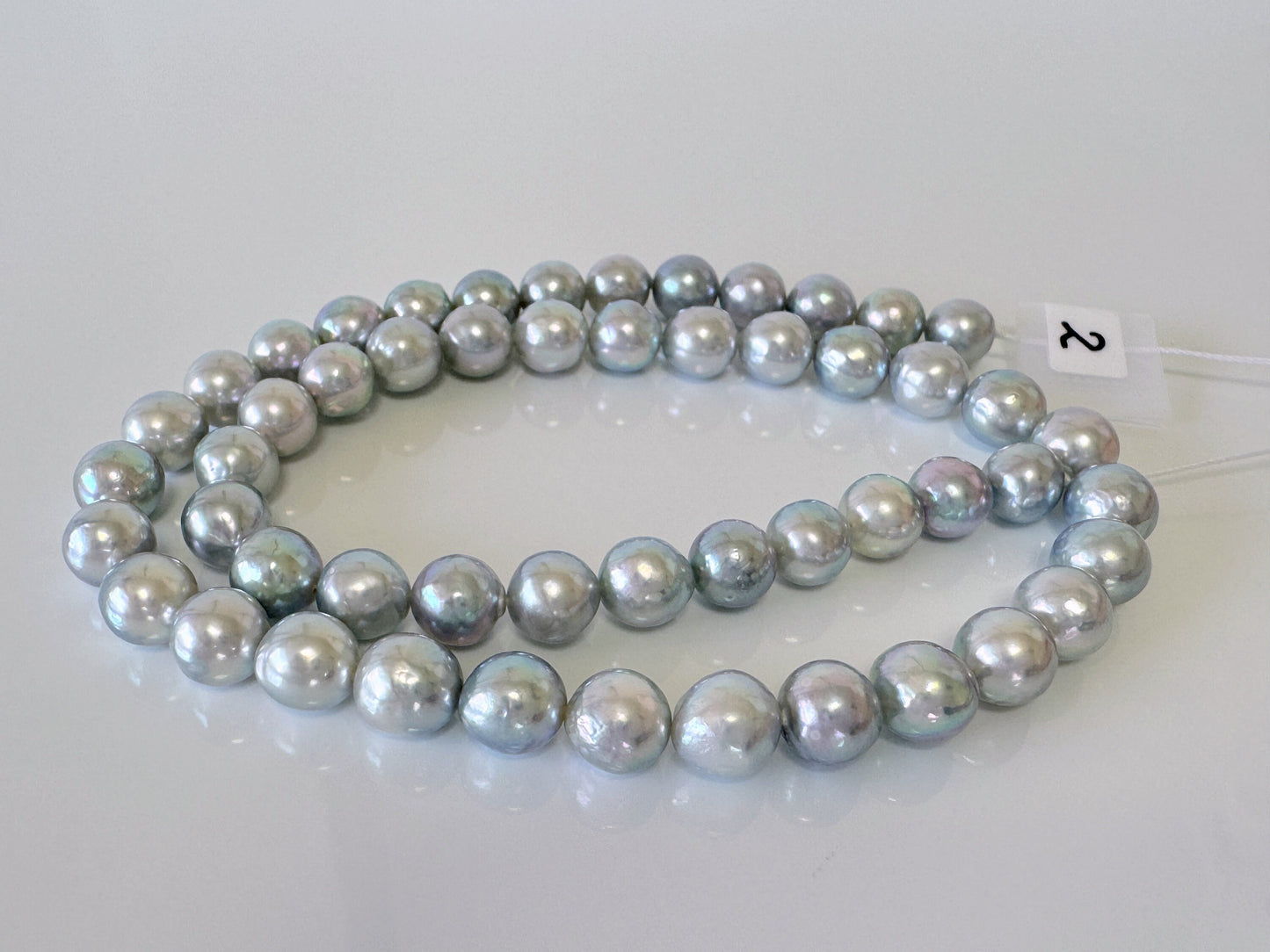 7.5-8mm Japanese Akoya Pearl Beads, Natural Blue/Silver color pearl, Genuine Akoya Pearl, Full Strand 40cm , 15.7", Salt water pearl