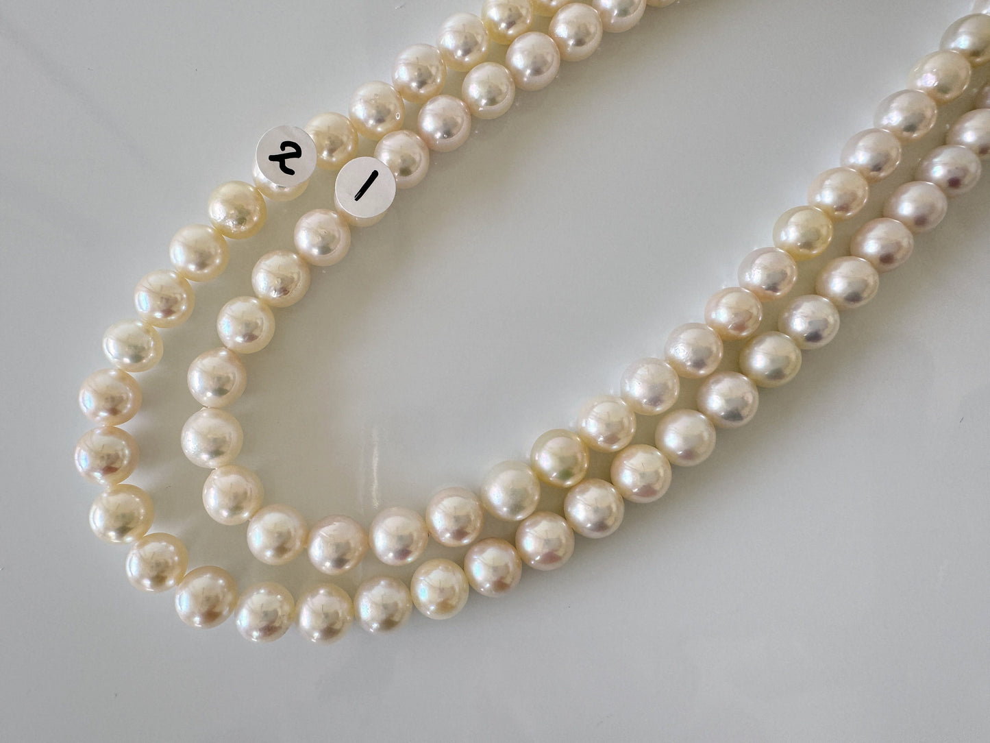 7.5-8mm Japanese White Akoya Pearl Beads, Genuine Akoya Pearl, Full Strand, 40cm , 15.7", Salt water pearl