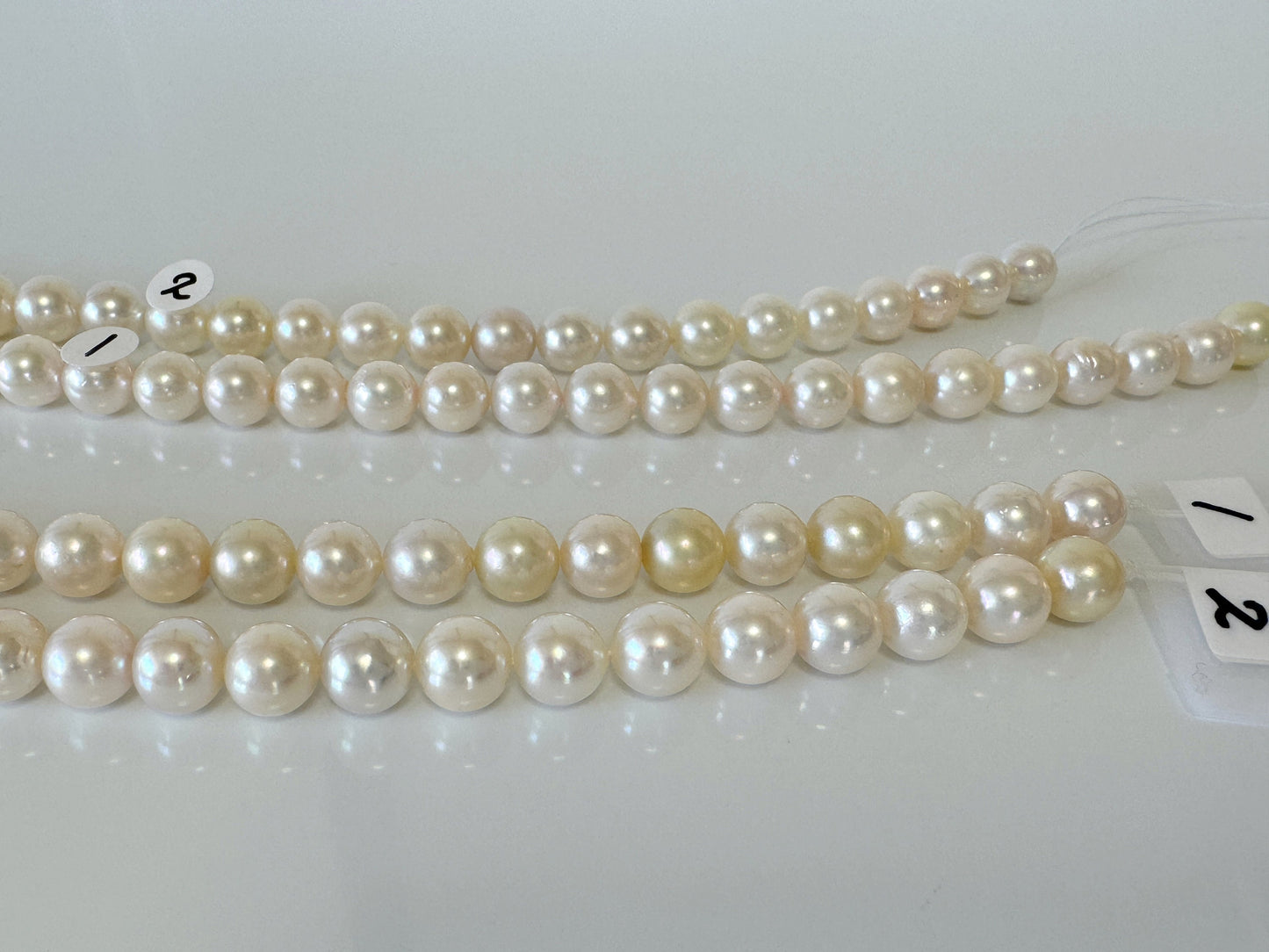 7.5-8mm Japanese White Akoya Pearl Beads, Genuine Akoya Pearl, Full Strand, 40cm , 15.7", Salt water pearl